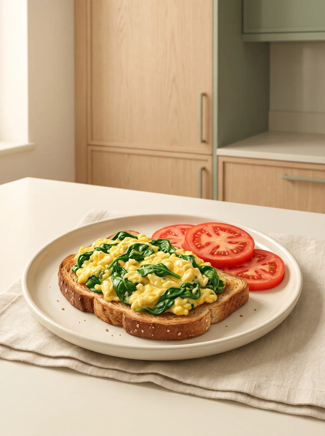 Spinach Eggs on Whole-Grain Toast