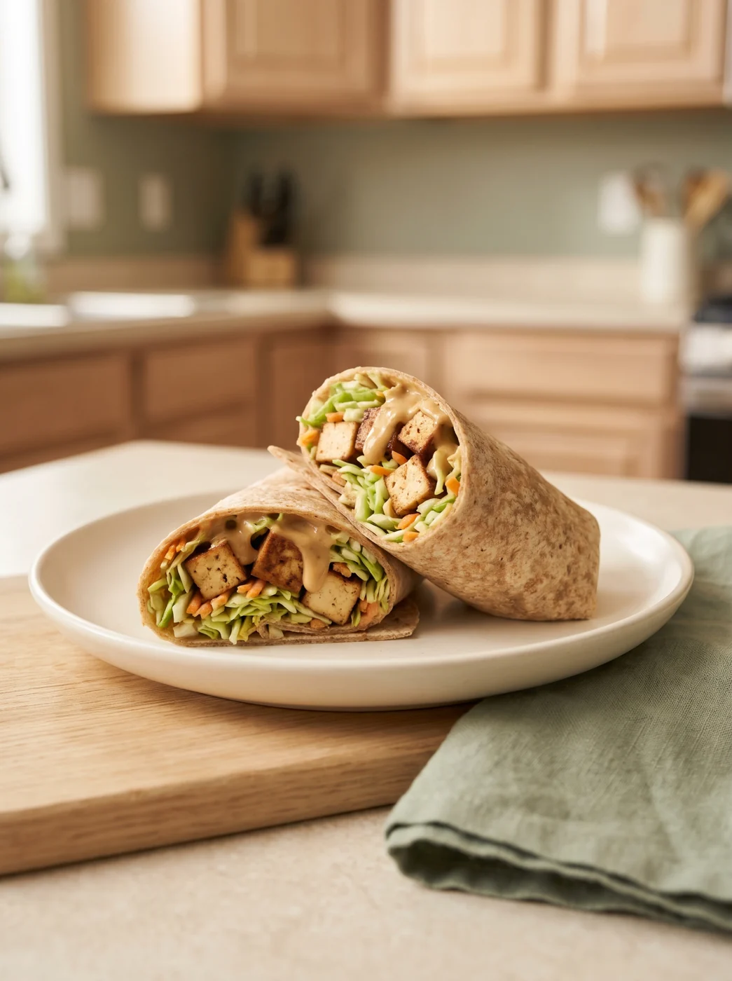 Tofu Peanut Slaw Wraps