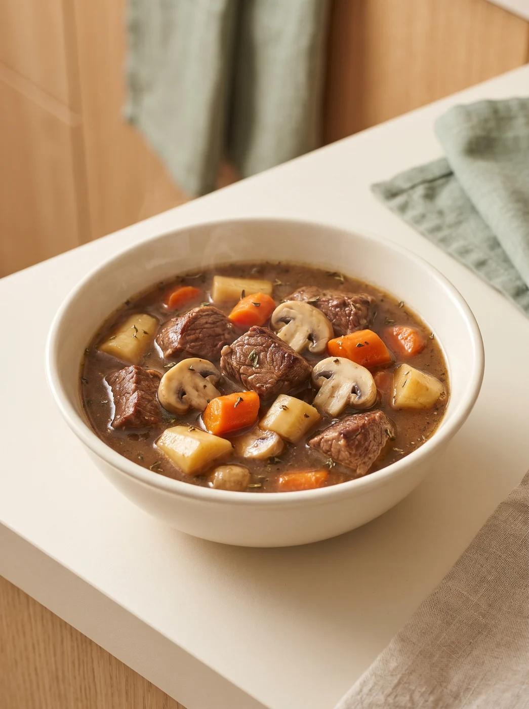 Beef Mushroom and Root Vegetable Stew
